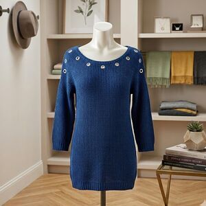 Notations Knit Eyelet 3/4 Sleeve Sweater | Size Medium | Excellent Condition!